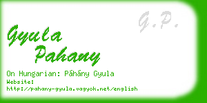 gyula pahany business card