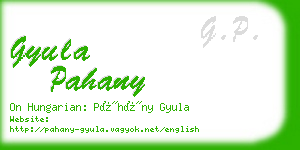 gyula pahany business card